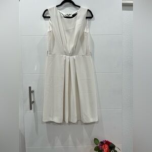 Sleeveless Cream A-Line Pleated Mini Dress